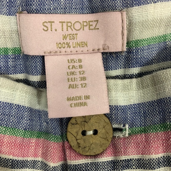 NWT St Tropez Linen Striped Shorts Blue Pink Sz 8 - Picture 7 of 7